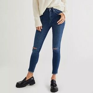 Free People Nightshade Blue High Waist Crop Raw Hem Denim Leggings in Size‎ 28